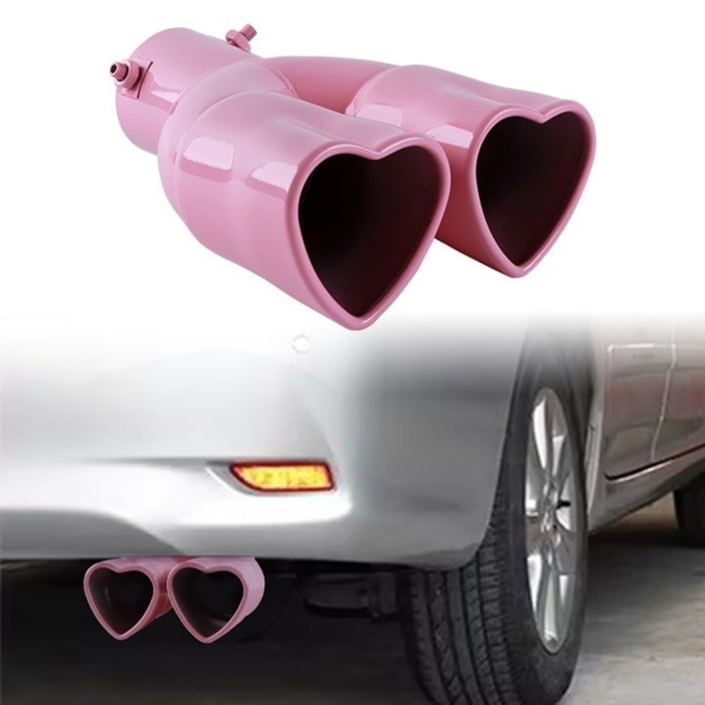 New 2.5"Stainless steel double Heart  Car Exhaust Muffler tip Choose a Color